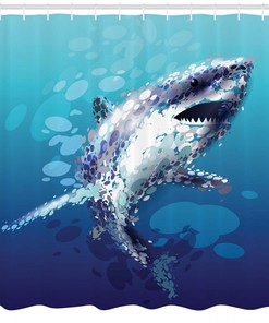 Shark Oceanlife Animal Print Shower Curtain - Bathroom Decor