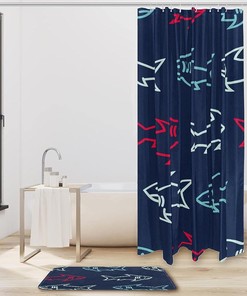 Sharks Ocean Sea Waterproof Fabric Shower Curtain for Bathroom - Nautical Bathroom Decor