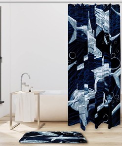 Sharks Sea Ocean Waterproof Fabric Shower Curtain for Bathroom - Bathroom Accessories