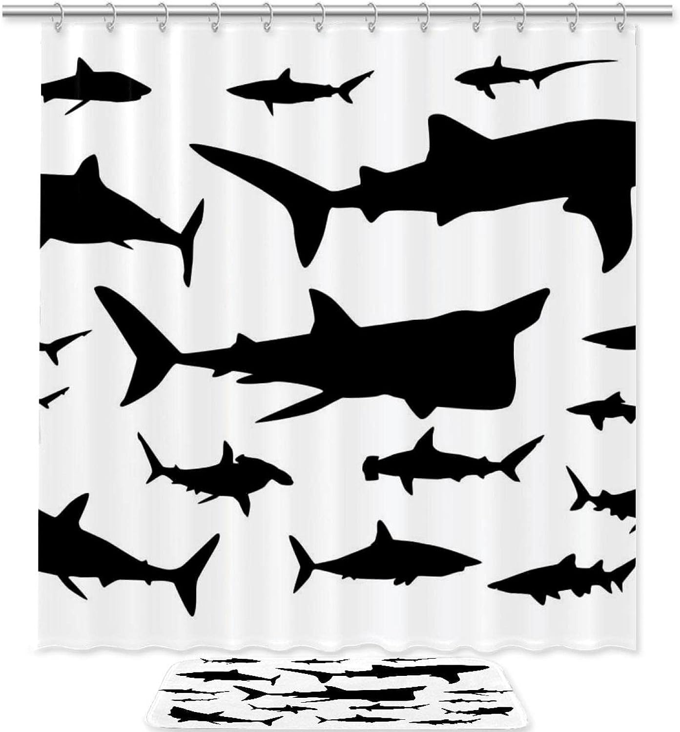 Sharks Waterproof Fabric Shower Curtain for Bathroom - Bathroom Accessories