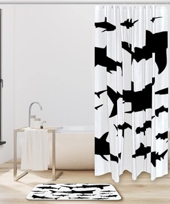 Sharks Waterproof Fabric Shower Curtain for Bathroom - Bathroom Accessories