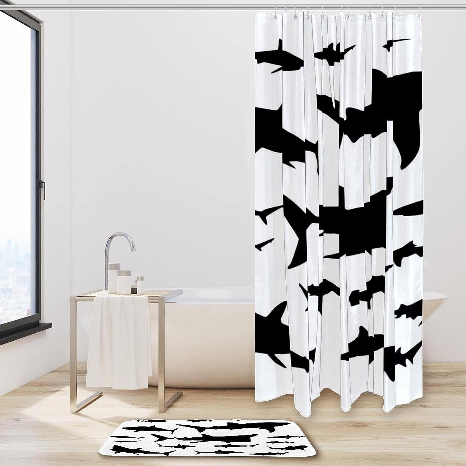 Sharks Waterproof Fabric Shower Curtain for Bathroom - Bathroom Accessories