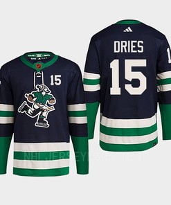 Sheldon Dries 15 Reverse Retro 2.0 2022 Vancouver Canucks Navy Jersey Primegreen