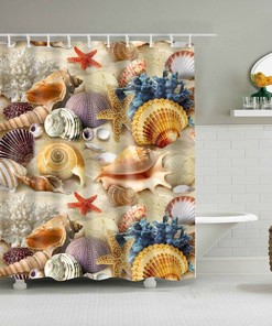 Shells and Starfish Shower Curtain for Your Beachy Bathroom Decor