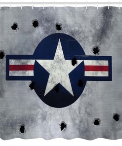 Show your Love for Aircraft Artprint with Army Logo USAF Grunge Metal Bullet Holes Shower Curtain