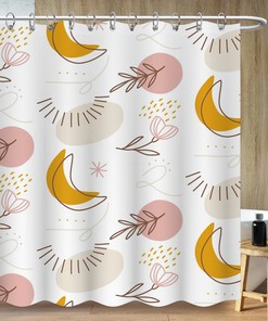Shower Curtain with Bee and Flower Design, Minimalist White Bathroom Decor, Waterproof Plastic Material - Home Decor