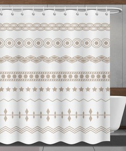 Shower Curtain with Minimalistic Geometric Pattern in Bohemia Style, Perfect for Bathtub Decor - Bathroom Curtain