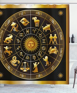 Signs Circle Sun Moon Shower Curtain - Astrology Bathroom Decor
