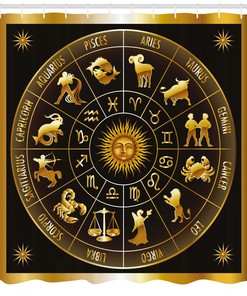 Signs Circle Sun Moon Shower Curtain - Astrology Bathroom Decor
