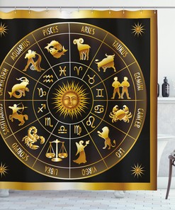 Signs Circle Sun Moon Shower Curtain - Astrology Bathroom Decor