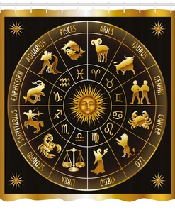 Signs Circle Sun Moon Shower Curtain - Astrology Bathroom Decor