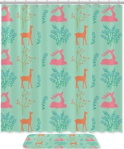 Sika Deer under the Beautiful Tree Shower Curtain in Waterproof Fabric for Bathroom Decor