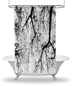 Silhouette of Tree Artistic Print on Waterproof Button Hole Shower Drapes for your Bathtub 