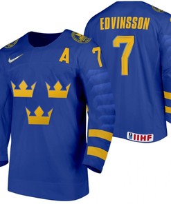 Simon Edvinsson Sweden Hockey 2022 IIHF World Junior Championship Blue Away Jersey Jersey