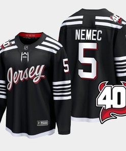 Simon Nemec 5 New Jersey Devils Alternate 40th Anniversary Black Jersey