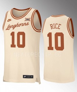 Sir'Jabari Rice 10 Texas Longhorns Uniform Jersey 2022-23 Retro Basketball Cream