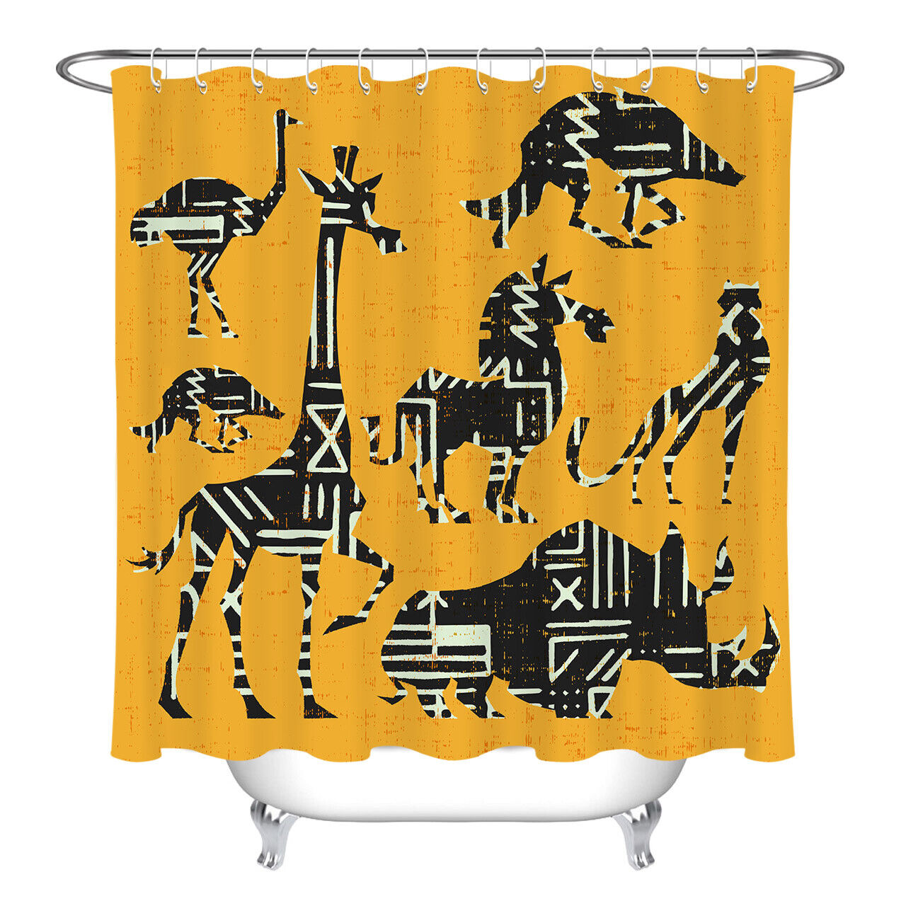 Sketch Giraffe Creative Animals Shadow Bath Waterproof Fabric Shower Curtain - Bathroom Decor