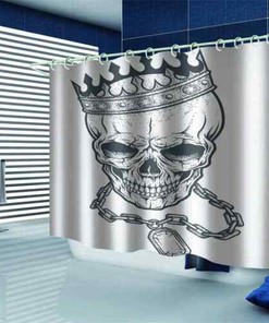 Skull In Crown 3D Shower Curtain Waterproof Fabric Bathroom Decor