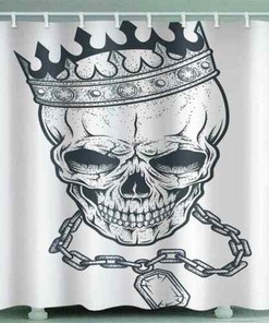 Skull In Crown 3D Shower Curtain Waterproof Fabric Bathroom Decor