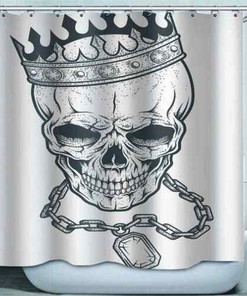 Skull In Crown 3D Shower Curtain Waterproof Fabric Bathroom Decor
