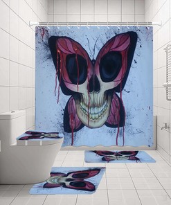 Skull Moth Butterfly Shower Curtain with Artistic Print to Enhance your Bathroom