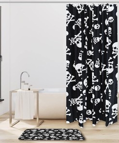 Skull Octopus Flowers Shower Curtain in Waterproof Fabric for Bathroom Decoration