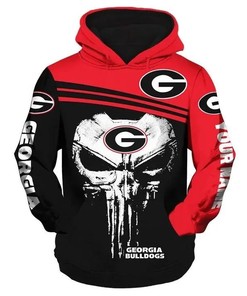 Skull Punisher With Georgia Bulldogs 3D Hoodie Georgia Bulldogs Unique Gifts