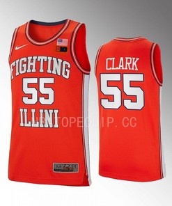 Skyy Clark 55 Illinois Fighting Illini Orange Jersey 2022-23 Retro Basketball