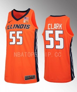 Skyy Clark 55 Illinois Fighting Illini Uniform Jersey 2022-23 Basketball Orange