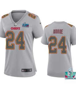 Skyy Moore 24 Kansas City Chiefs Super Bowl LVII Atmosphere Jersey - Women Gray