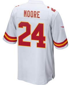 Skyy Moore 24 Kansas City Chiefs Super Bowl LVII Champions 3 Stars Men Game Jersey - White