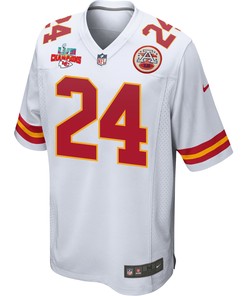 Skyy Moore 24 Kansas City Chiefs Super Bowl LVII Champions 3 Stars Men Game Jersey - White