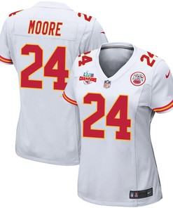Skyy Moore 24 Kansas City Chiefs Super Bowl LVII Champions 3 Stars Women Game Jersey - White