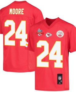 Skyy Moore 24 Kansas City Chiefs Super Bowl LVII Champions 3 Stars Youth Game Jersey - Red
