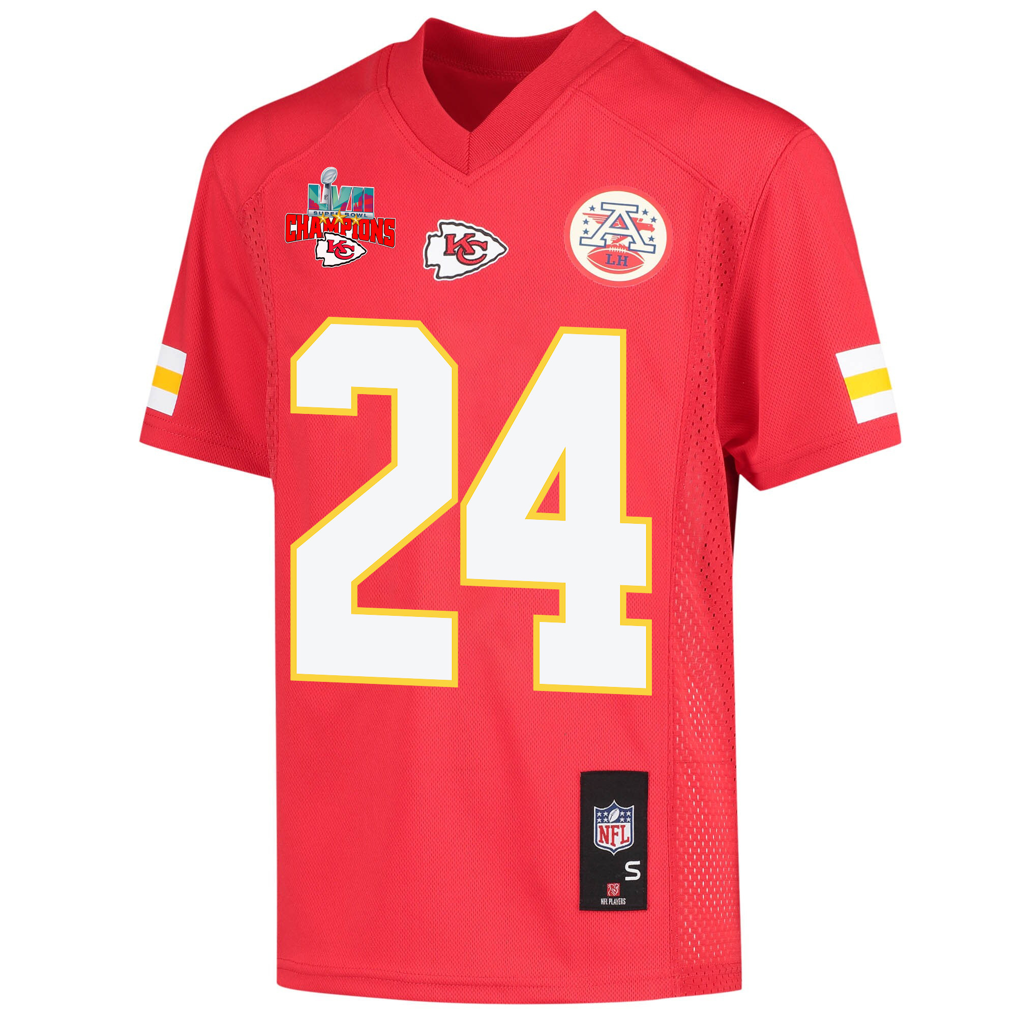 Skyy Moore 24 Kansas City Chiefs Super Bowl LVII Champions 3 Stars Youth Game Jersey - Red