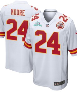 Skyy Moore 24 Kansas City Chiefs Super Bowl LVII Champions Men Game Jersey - White