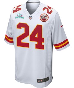 Skyy Moore 24 Kansas City Chiefs Super Bowl LVII Champions Men Game Jersey - White