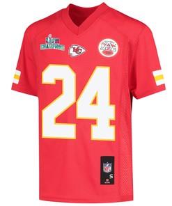 Skyy Moore 24 Kansas City Chiefs Super Bowl LVII Champions Youth Game Jersey - Red