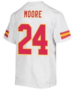 Skyy Moore 24 Kansas City Chiefs Super Bowl LVII Champions Youth Game Jersey - White