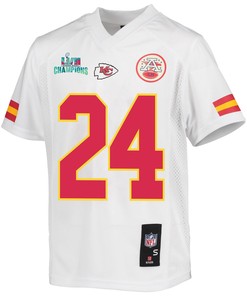Skyy Moore 24 Kansas City Chiefs Super Bowl LVII Champions Youth Game Jersey - White
