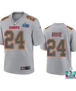 Skyy Moore 24 Kansas City Chiefs Super Bowl LVII Youth Atmosphere Game Jersey - Gray