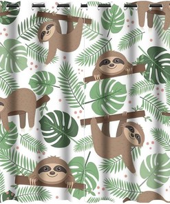Sloth Shower Curtain - Cartoon Animal Bathroom Curtain for Girls