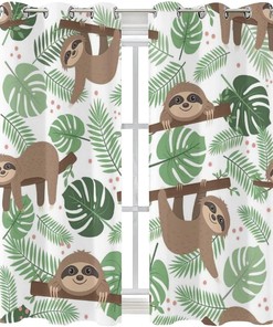Sloth Shower Curtain - Cartoon Animal Bathroom Curtain for Girls