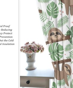 Sloth Shower Curtain - Cartoon Animal Bathroom Curtain for Girls