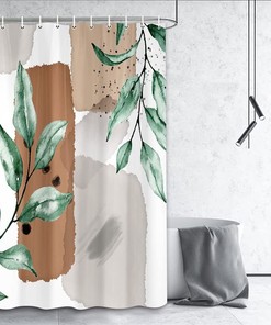 Small Abstract Leaf Waterproof Shower Curtain for RV Camper Bathroom Decor