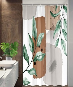 Small Abstract Leaf Waterproof Shower Curtain for RV Camper Bathroom Decor