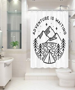 Small Adventure Shower Curtain with Waterproof Fabric for RV Camper