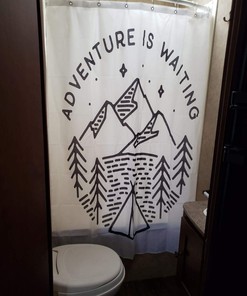 Small Adventure Shower Curtain with Waterproof Fabric for RV Camper