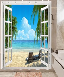 Small Beach Shower Curtain for Your RV Camper Bathroom Decor