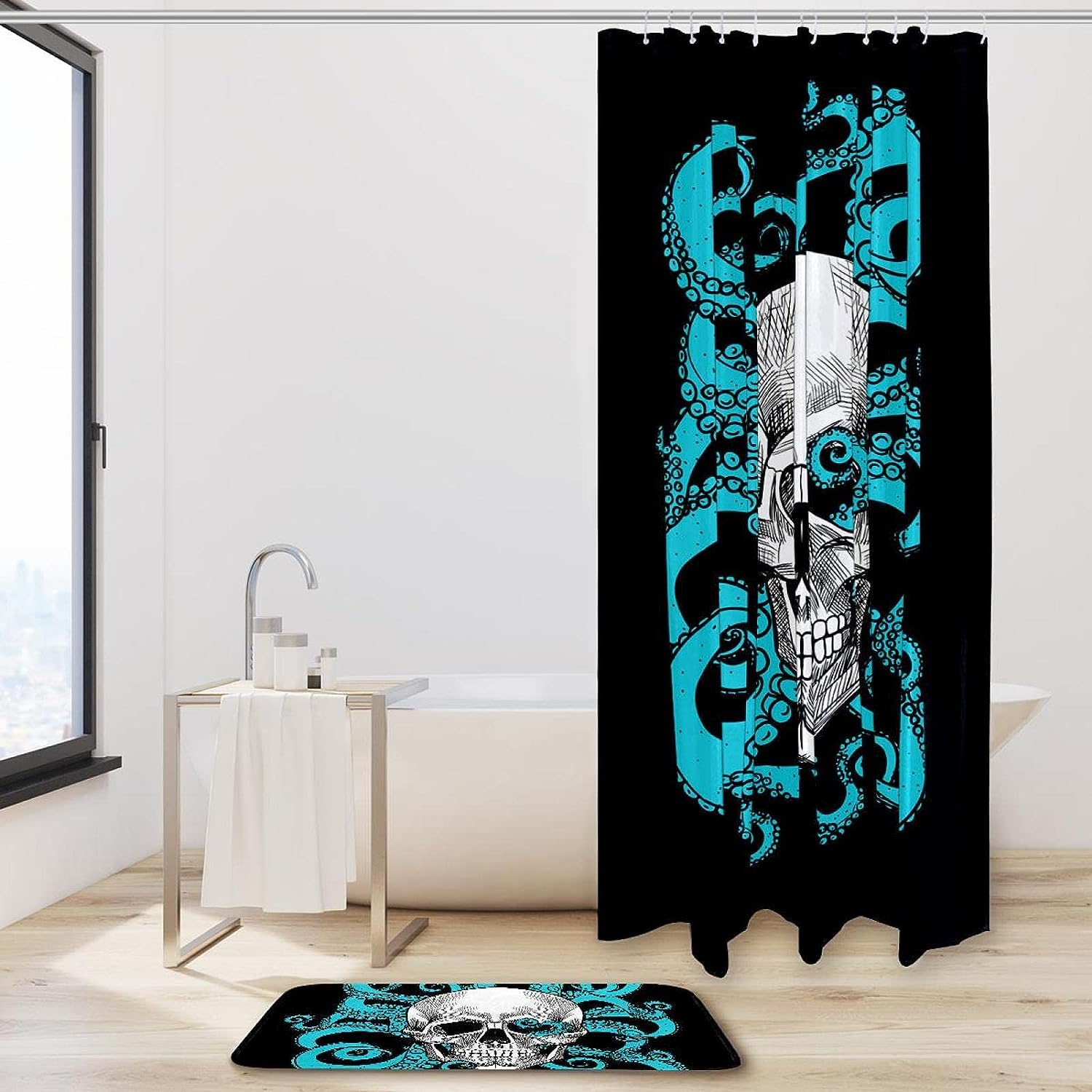 Small Fresh Christmas Deer Shower Curtain in Waterproof Fabric for Bathroom Decor